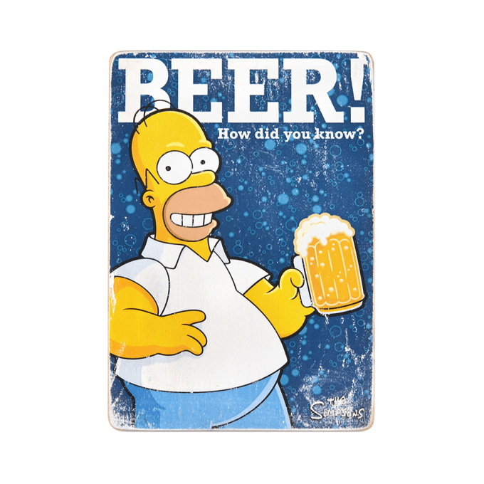 Деревянный постер "The Simpsons #1 BEER!"