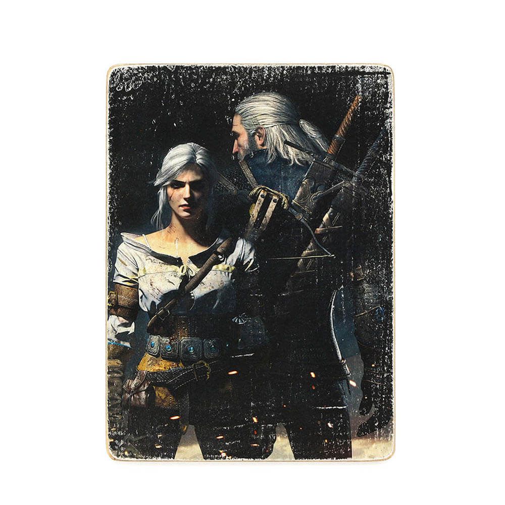 Деревянный постер "Witcher #3 Geralt and Ciri"
