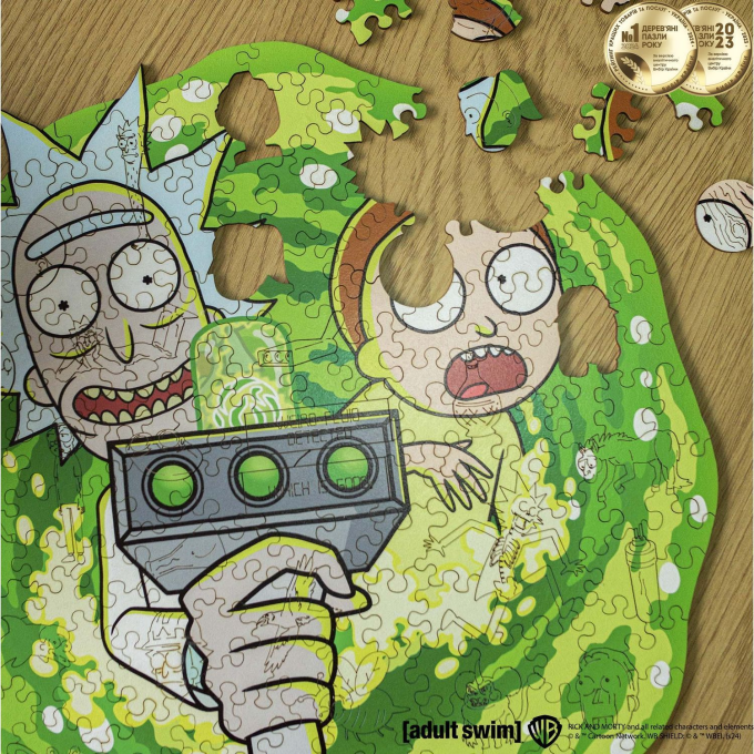 Фигурный деревянный пазл Rick & Morty - Портал