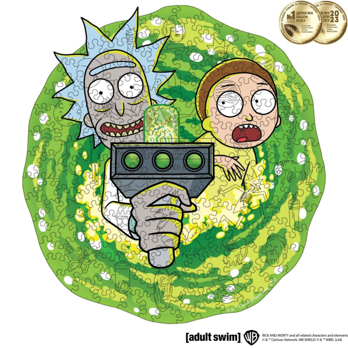 Фигурный деревянный пазл Rick & Morty - Портал