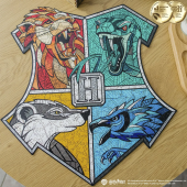 Фігурний дерев'яний пазл Гаррі Поттер - Гоґвортс (Colorful)