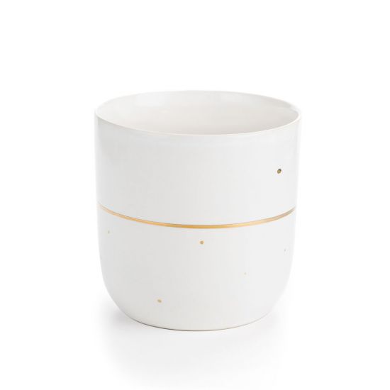 Стакан білий з чорною та золотою крапками