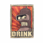 Деревянный постер "Futurama #7 Drink"