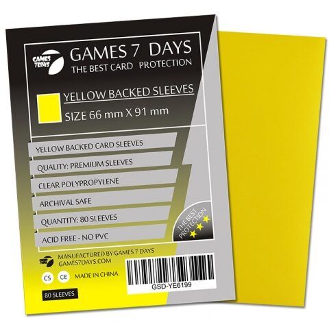 Протектори для карт Games 7 Days 66x91 мм YELLOW