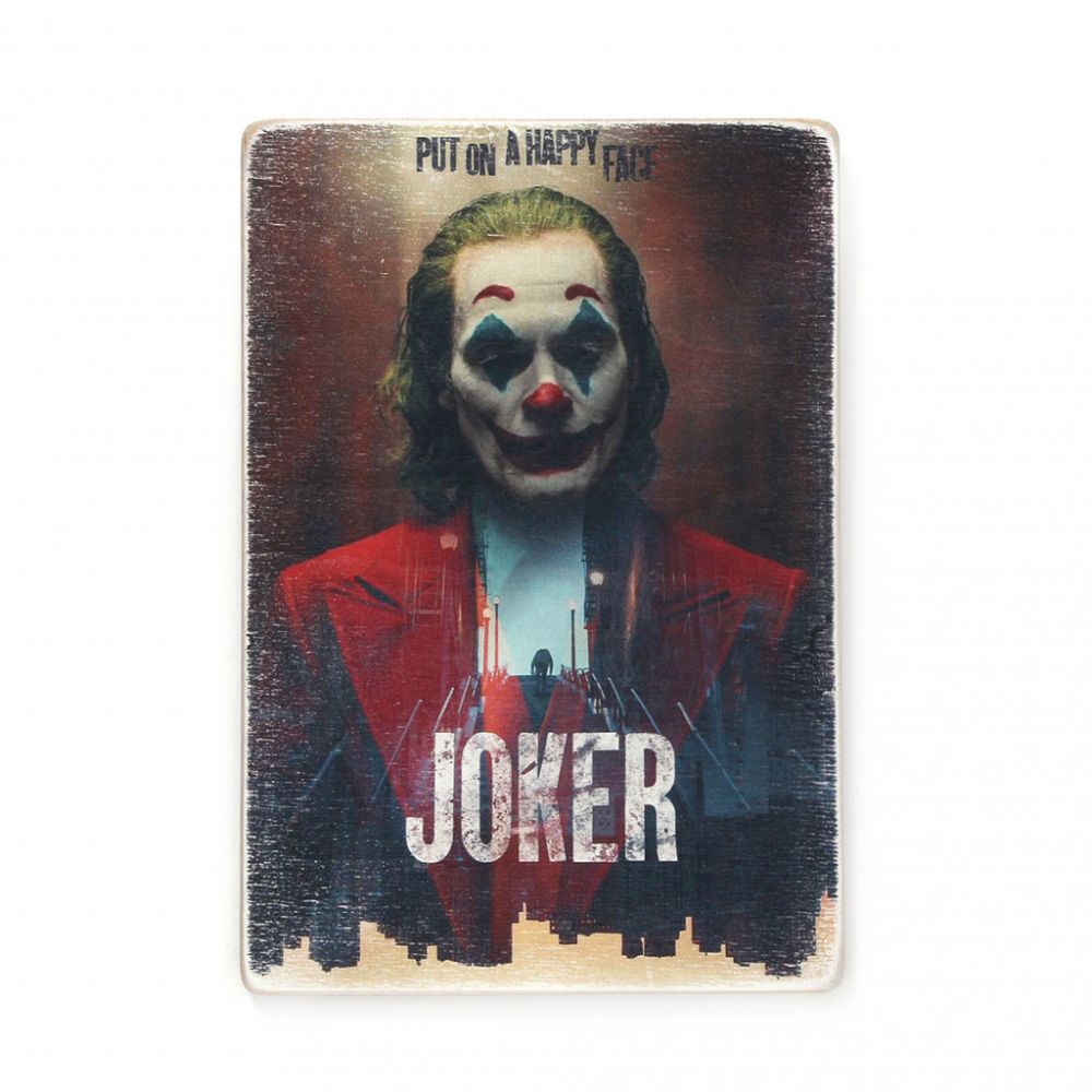 Деревянный постер "Joker (Put on a happy face)"