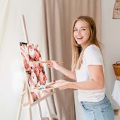 Картина по номерам "Персиковые пионовидные розы"