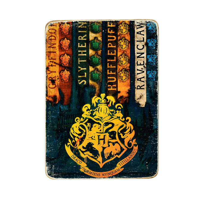 Дерев'яний постер "Harry Potter Hogvards faculties"