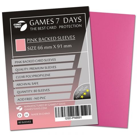 Протектори для карт Games 7 Days 66X91 мм PINK
