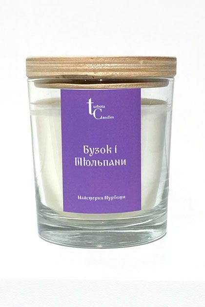 Соєва свічка "Бузок і тюльпани" 
