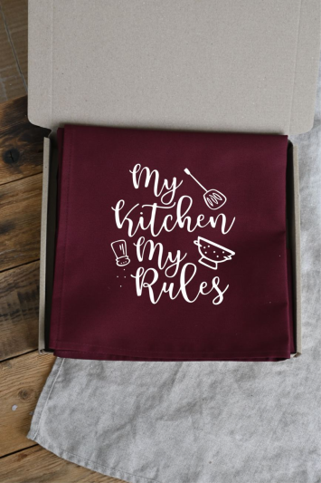 Фартух “My kitchen my rules” бордо