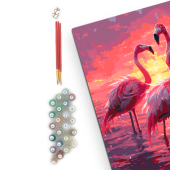 Картина по номерам "Фламинго на заходе солнца"