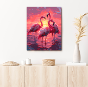 Картина по номерам "Фламинго на заходе солнца"