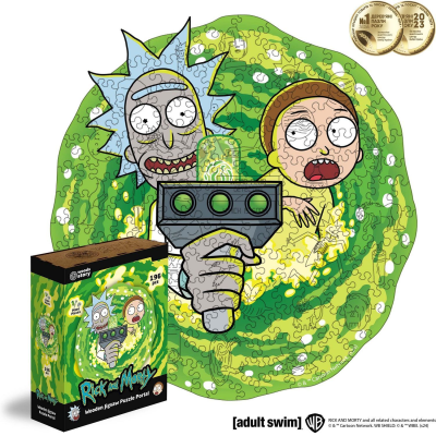 Фігурний дерев'яний пазл Rick & Morty - Портал