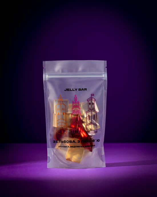 Алкогольные желейные конфеты Jelly Bar Хреновуха, Медовуха, Вишневка