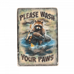 Деревянный постер "Please Wash Your Paws"