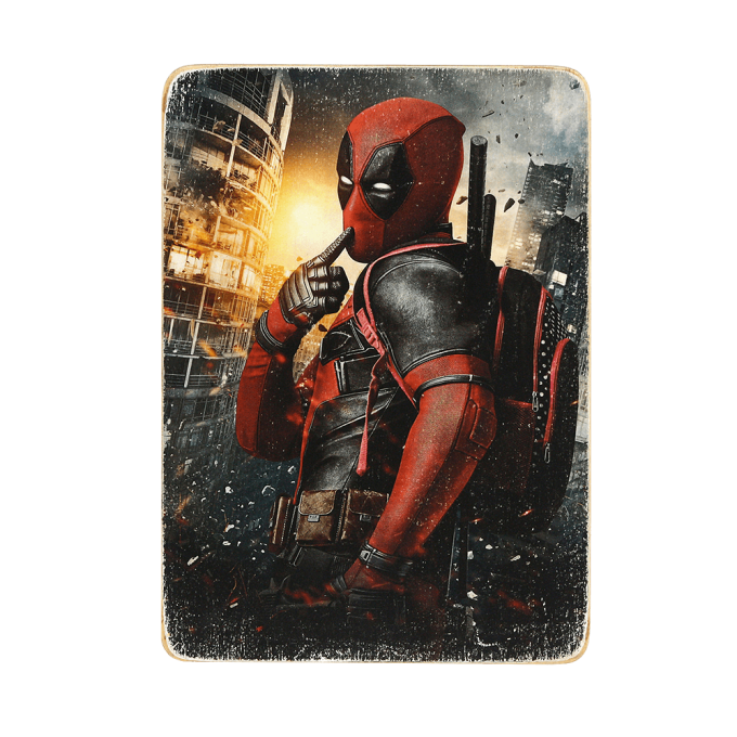 Дерев'яний постер "Deadpool with bag"