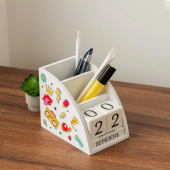 Дерев'яний органайзер - вічний календар "Стікери"  (білий колір)