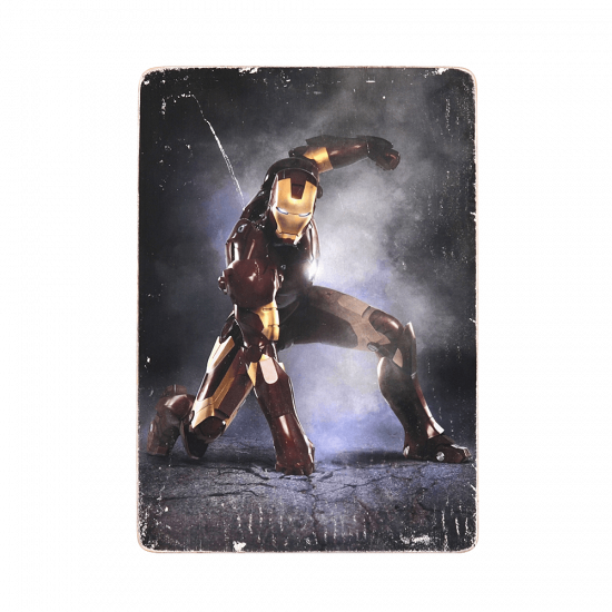 Деревянный постер "Iron Man #3 In smoke"