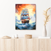 Картина по номерам "Корабль в океане"