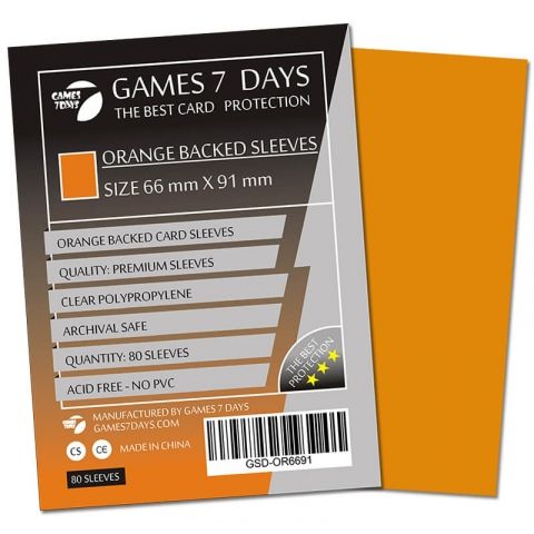 Протекторы для карт Games 7 Days 66x91 мм ORANGE