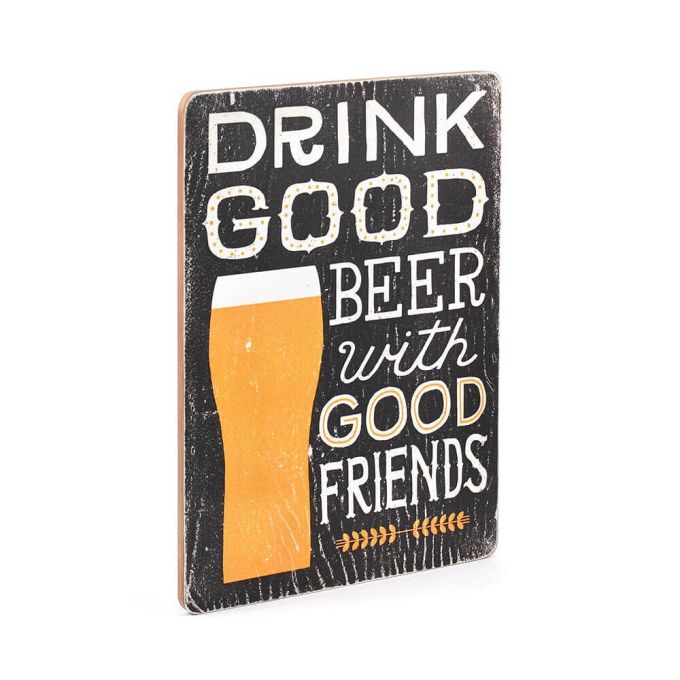 Дерев'яний постер "Drink good beer with good friends. Black"