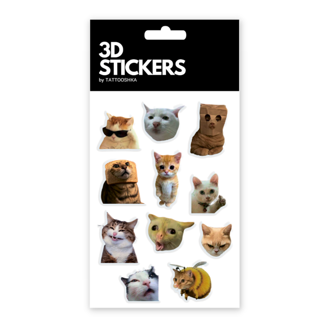 Набір 3D-стікерів "Fanny cats mems"