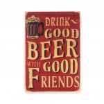 Деревянный постер "Drink good beer with good friends. Red"