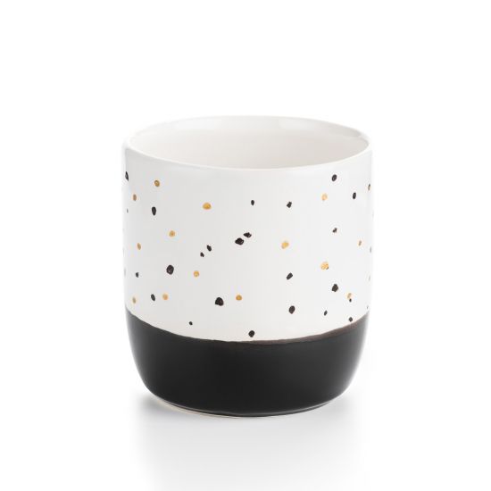 Стакан белый с черными и золотыми точками