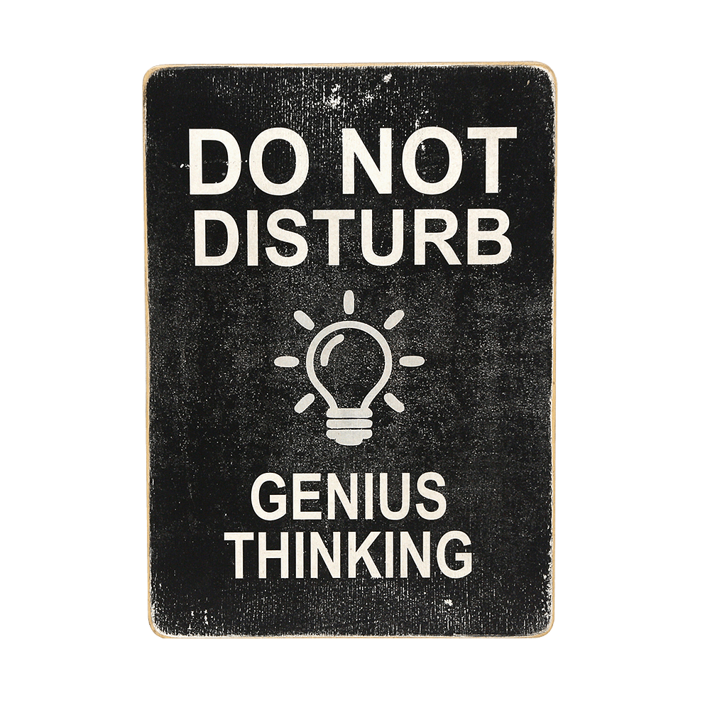 Деревянный постер "Do not disturb. Genius thinking. Black background"