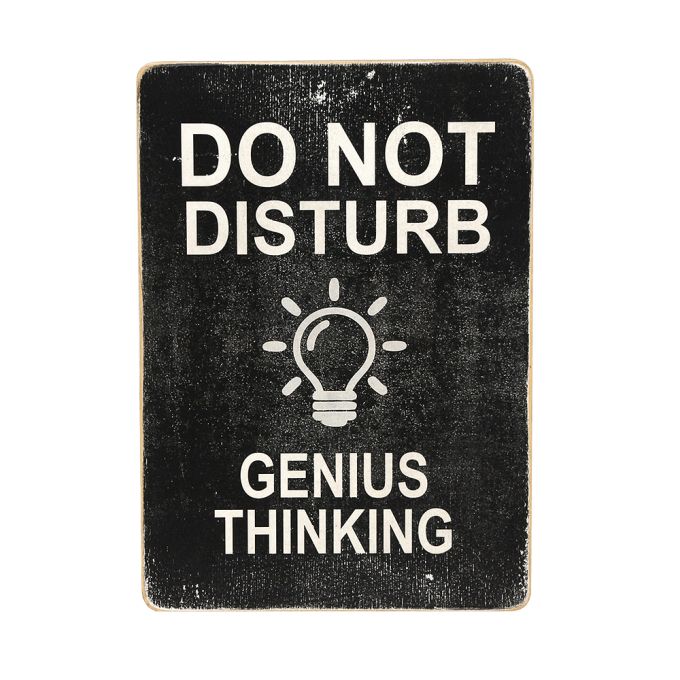 Дерев'яний постер "Do not disturb. Genius thinking. Black background"