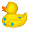 Качка FunnyDucks Жовта у блакитних сердечках