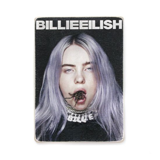 Деревянный постер "Billie Eilish with spider"