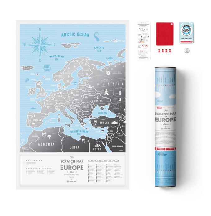 Скретч карта Европы Travel Map Silver Europe