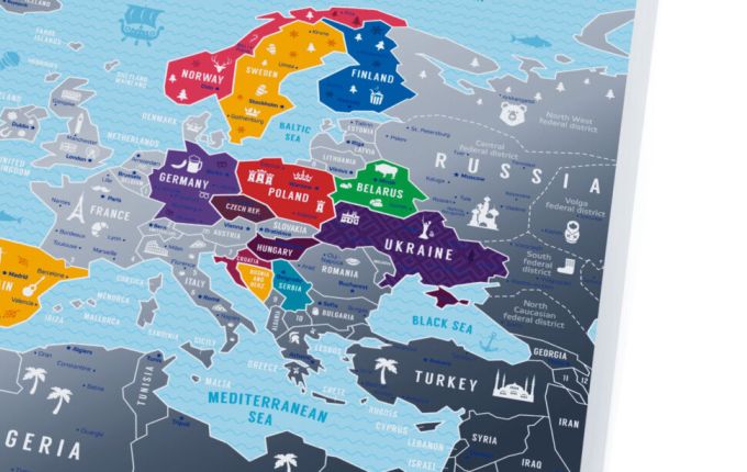 Скретч карта Европы Travel Map Silver Europe