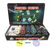 Покерный набор на 300 фишек с номиналом + сукно