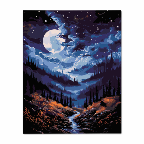 Картина по номерам "Ночной лес"
