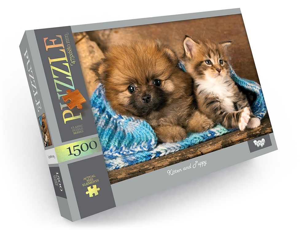 Пазл 1500 елементів "Kitten and Puppy"