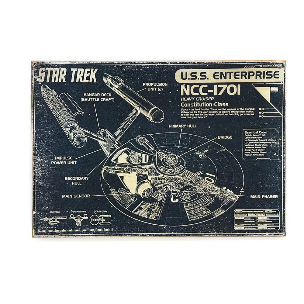Деревянный постер "Star Trek. Звездный путь: Энтерпрайз NCC-1701"