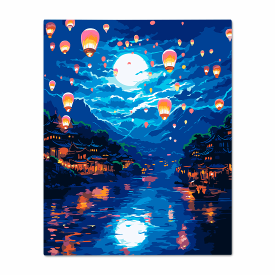 Картина по номерам "Воздушные шары в ночном небе"