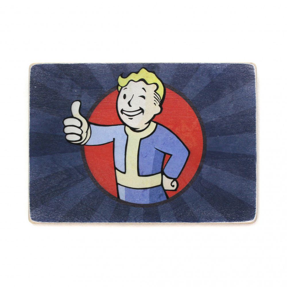 Деревянный постер "Fallout. Vault-Boy approves"
