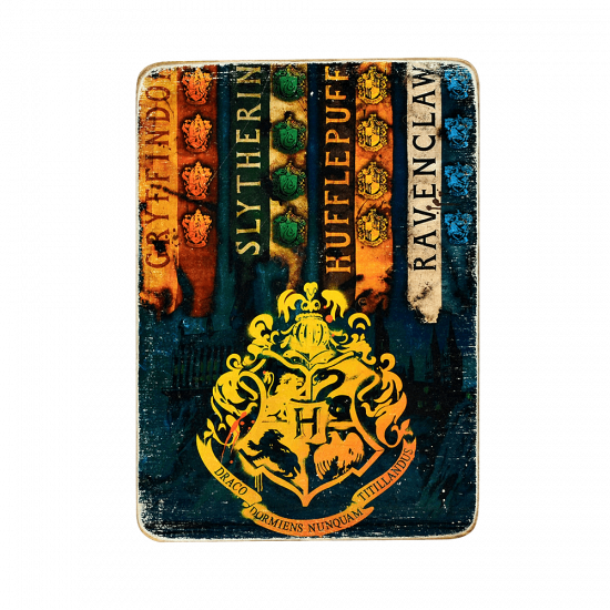 Деревянный постер "Harry Potter Hogvards faculties"