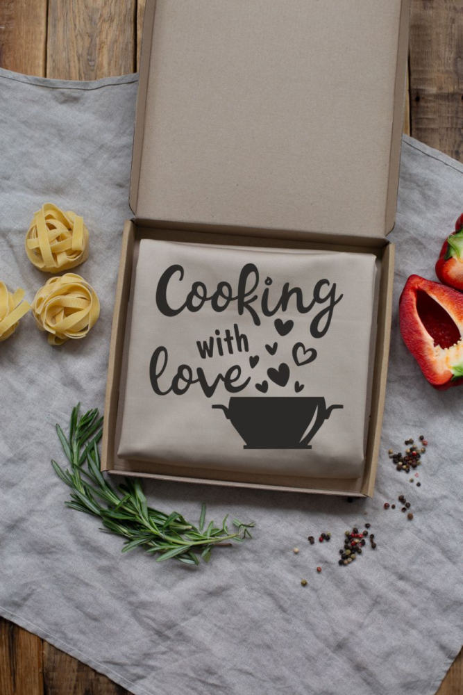 Фартух “Cooking with love” бежевий