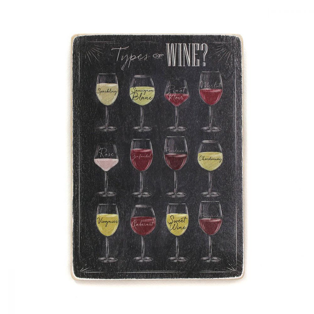 Деревянный постер "Types of wine"