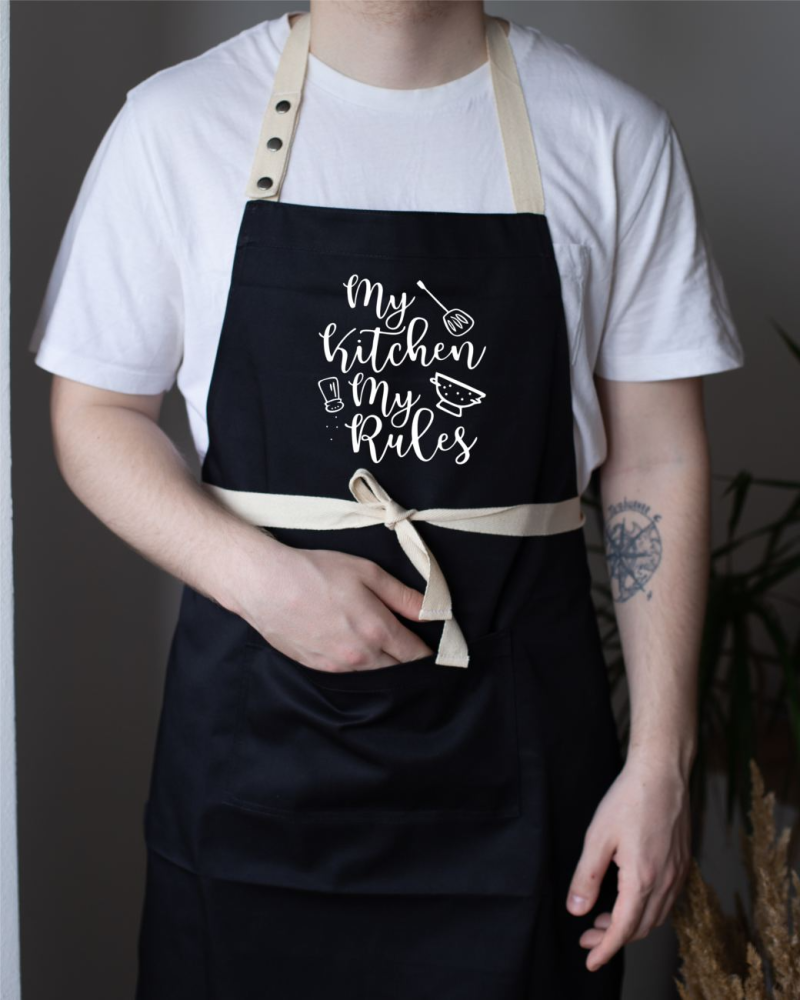 Фартук “My kitchen my rules” черный