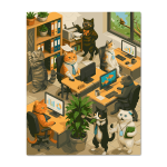 Картина по номерам "Кошачий офис"