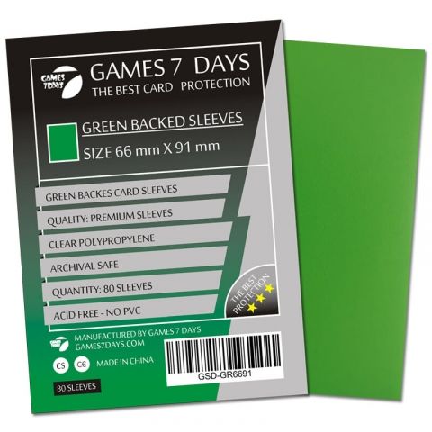 Протекторы для карт Games 7 Days 66x91 мм GREEN Протекторы для карт Games 7 Days 66x91 мм GREEN