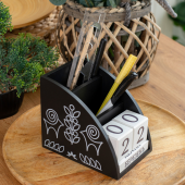 Дерев'яний органайзер - вічний календар "Етно" (чорний колір)