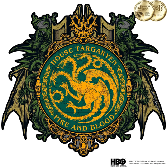 Фігурний дерев'яний пазл Гра Престолів - Дім Таргарієнів