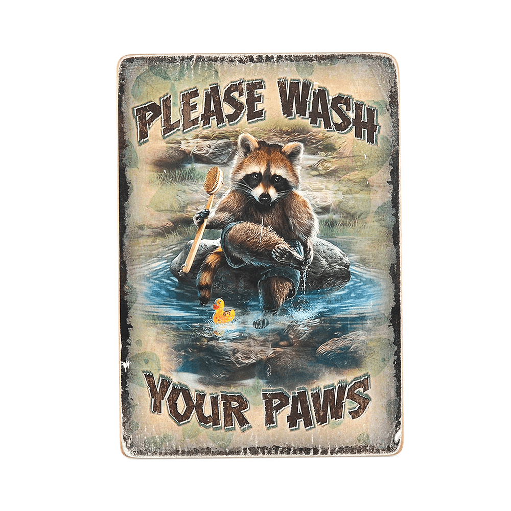 Деревянный постер "Please Wash Your Paws"
