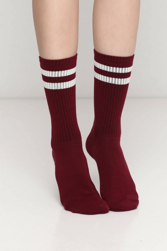 Шкарпетки SOX бордо з білими смужками